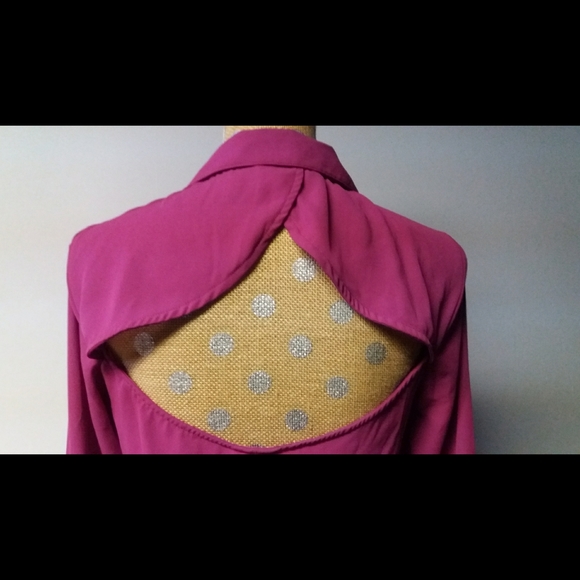 NWT HAVE Magenta Open Back Blouse - Picture 4 of 7